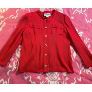 Vtg. Castleberry Red Coatigan sz 16 button front Made in USA prep posh
